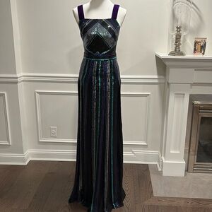 Zac Posen sequences indigo evening dress. A sample dresss. New